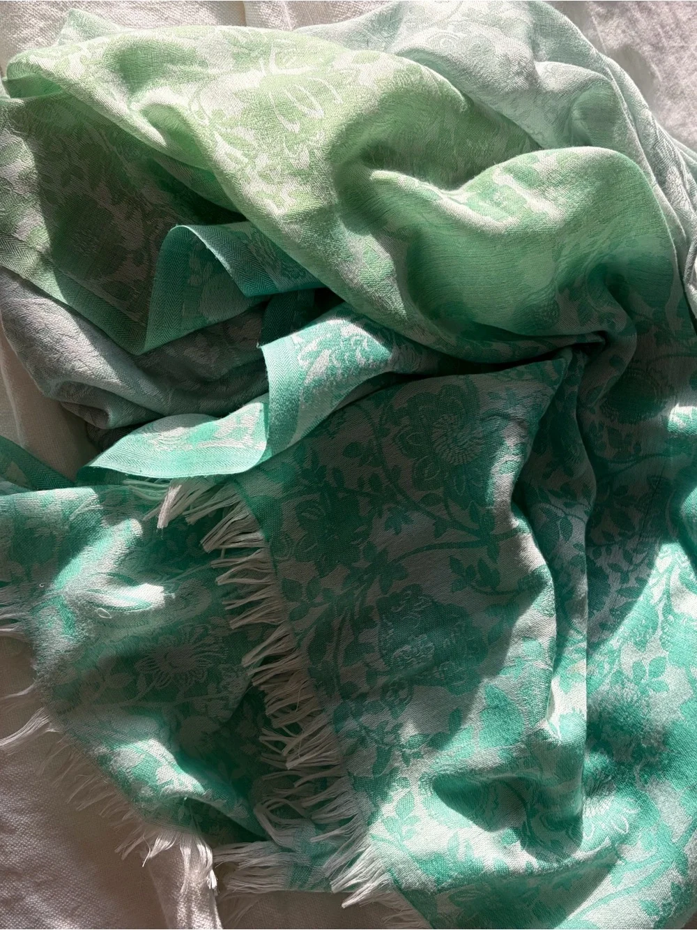 Vince Camuto Floral Jacquard Mint Green Scarf